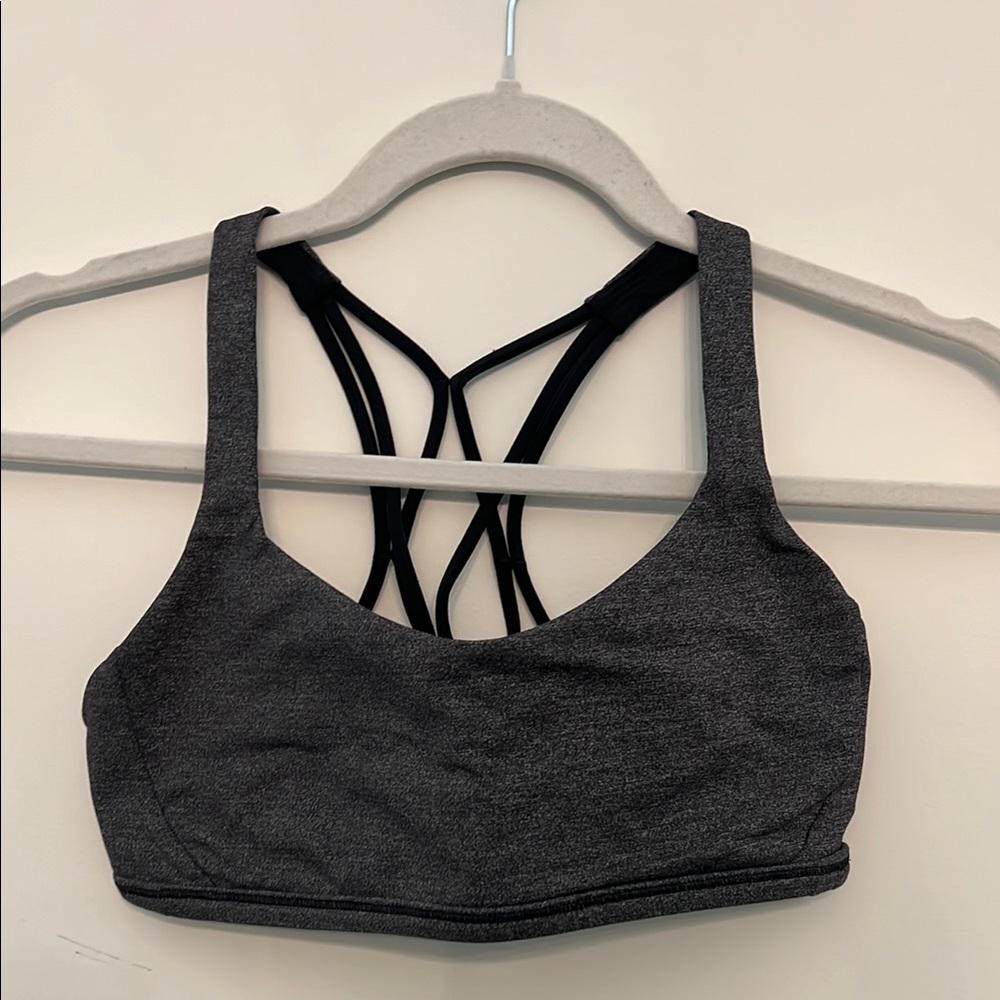 Lululemon Athletica Gray Sports Bra Strappy Back Design